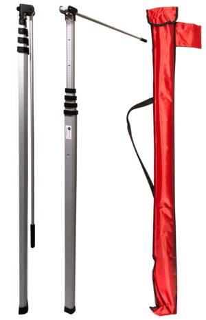 MVD vrachtwagenhoogtemeetstok 5 meter met haak, waterpaslibel en luxe beschermhoes