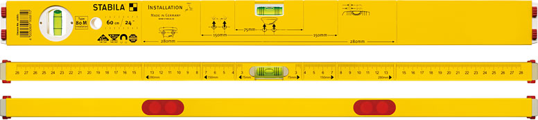 Stabila Sanitair Waterpas Installation type 80M 100 cm - Afbeelding 2