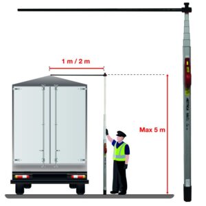 Nieuw versterkt model: Telefix Plus 5 meter met uitschuifbare telescopische carbon stang van 1 tot 2 meter en beschermhoes