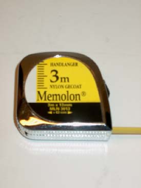 Memolon 3 m, mm, 13 mm breed, verchroomde kunststof behuizing