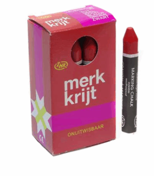 ZHK, 6 kantig krijt, kleur rood, verpakking per 12 stuks, 13 mm